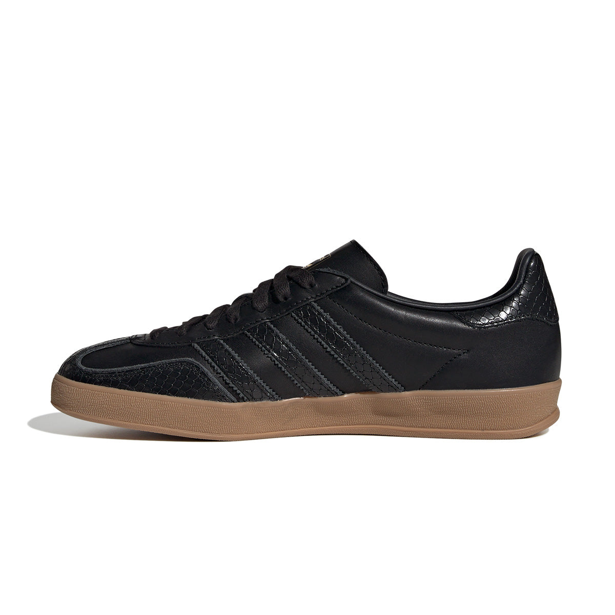 Adidas gazelle black leather gum best sale