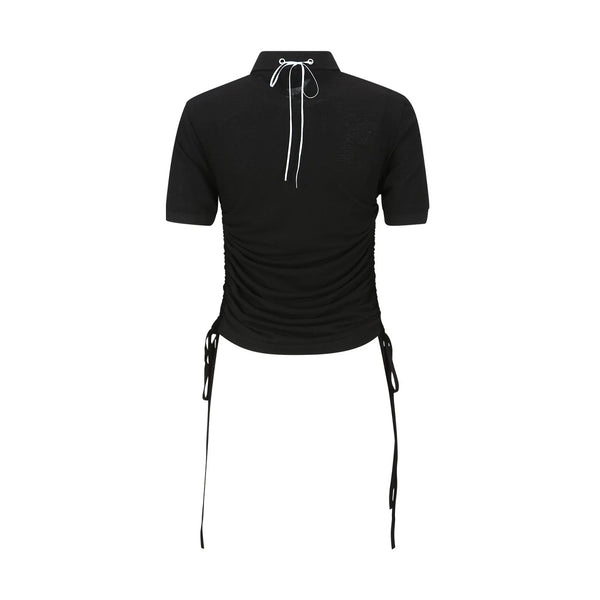 Halter String Pique Polo Shirt 'Black'