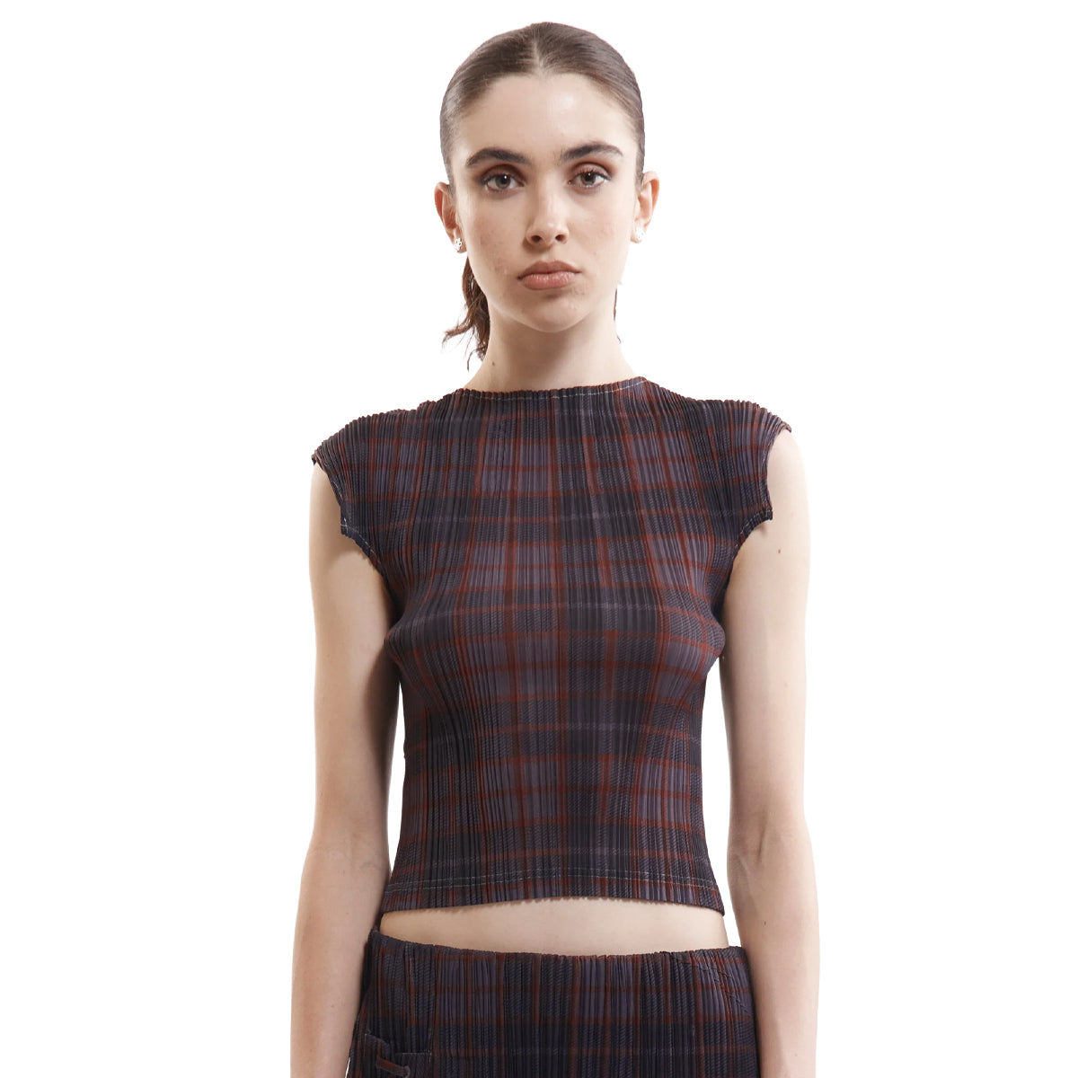 Bodhi Pleated Top 'Grey Check'