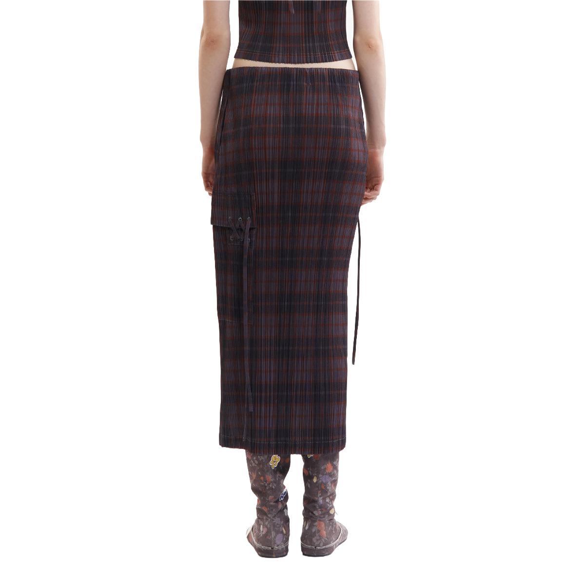 Bodhi Pleated Long Skirt 'Grey Check'