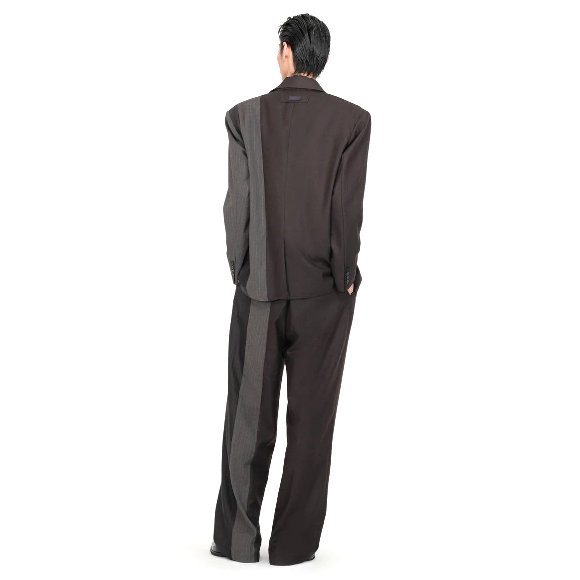 Striped Solid Panelled Blazer 'Brown'