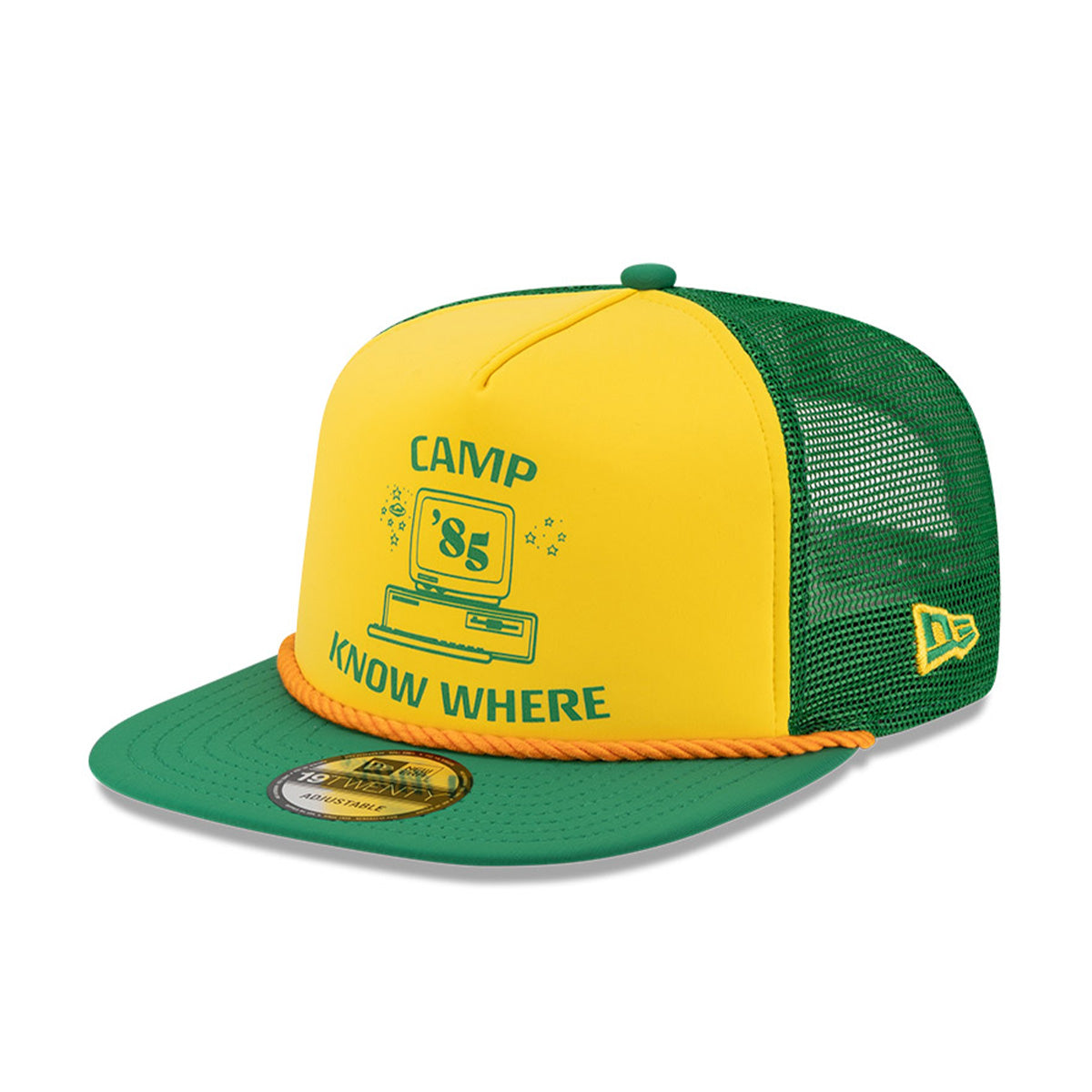 + Stranger Things Camp Know Where 19TWENTY Trucker Cap 'Yellow Green'