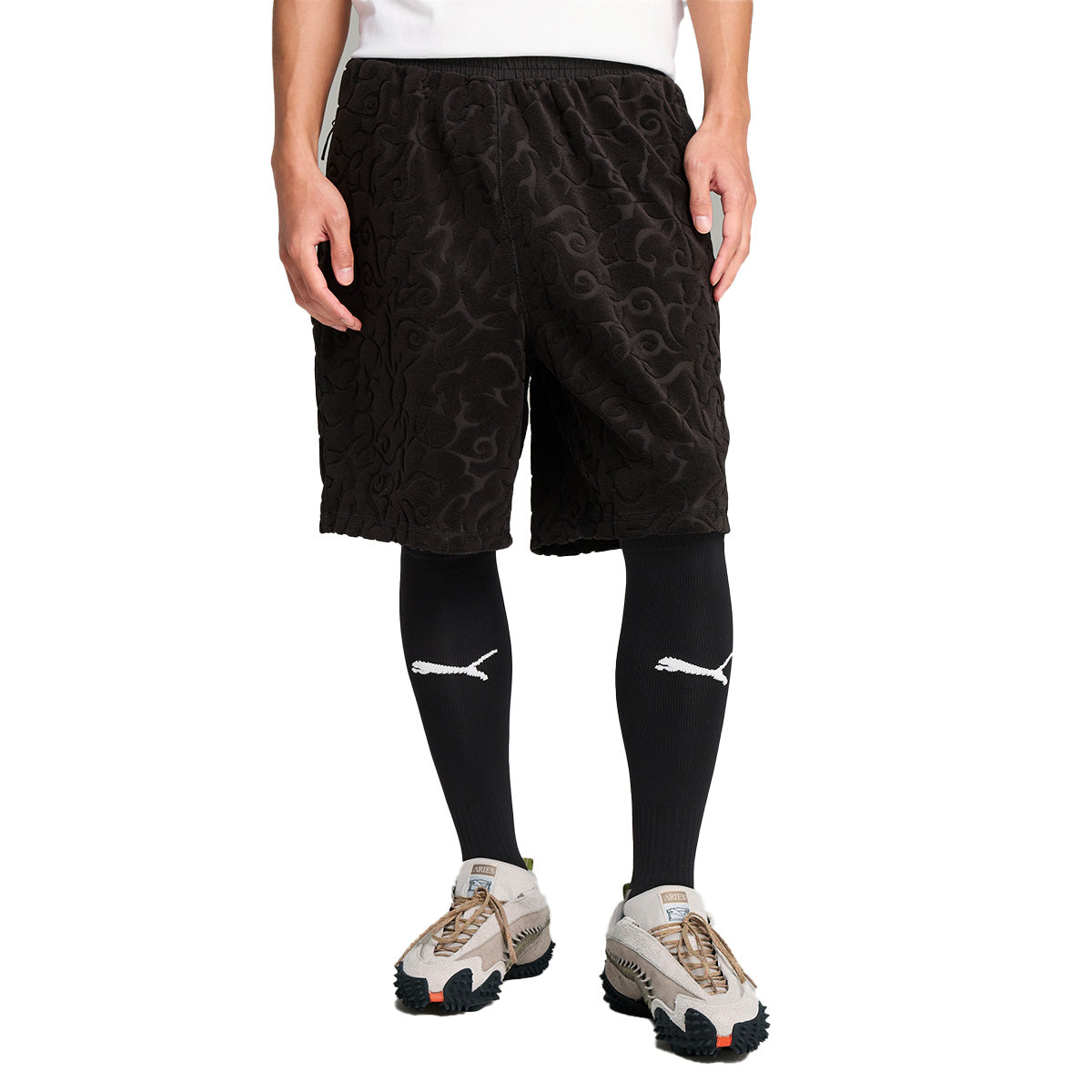 + Aries Toweling Shorts 'PUMA Black'