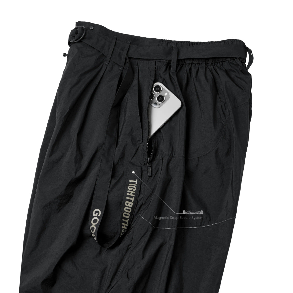 + TIGHTBOOTH Strap Baggy Pants 'Black'
