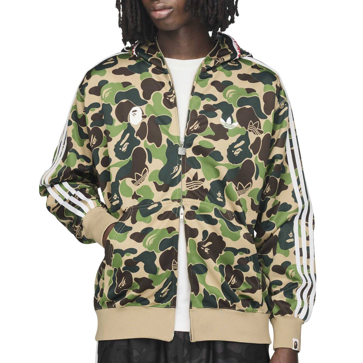 + BAPE Shark Track Hoodie Jacket 'Crew Green'
