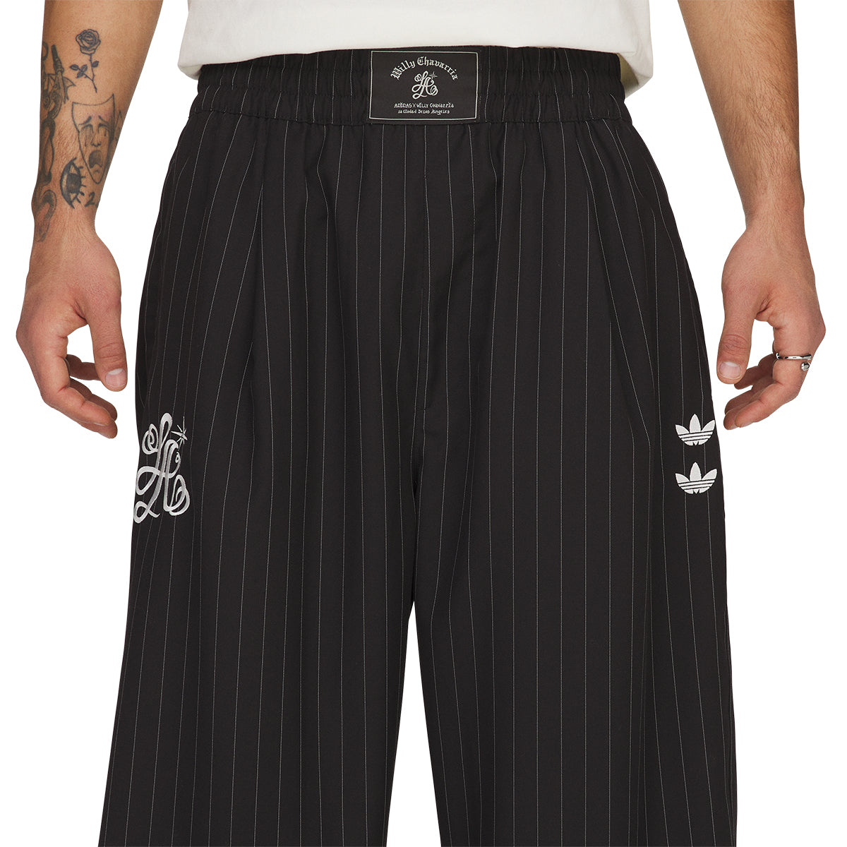 + Willy Chavarria Pinstripe Track Pant 'Black'