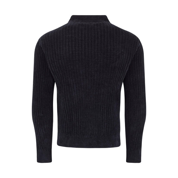 Chenille V-Neck Jumper 'Black Beige'