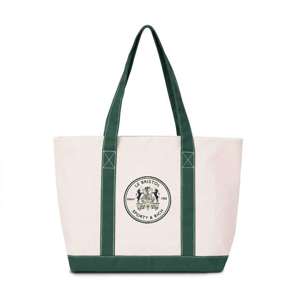 + Le Bristol Paris Crest Tote Bag 'Natural Forest Green'
