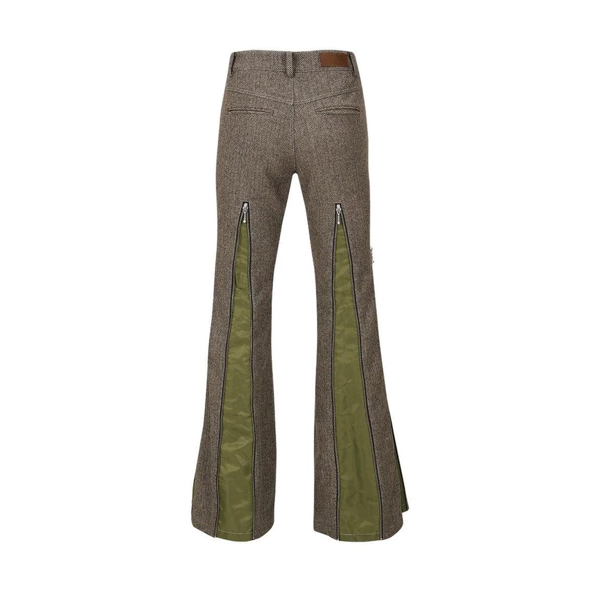 Wmns Aika Herringbone Zip-Up Bell Pants 'Grey'