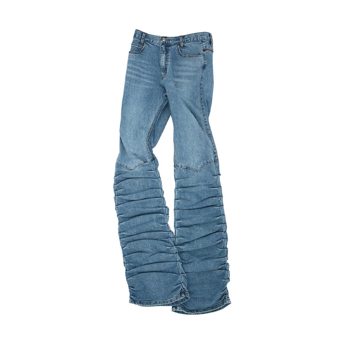 Wmns New Martina Western Boots Wrinkle Jeans 'Washed Blue'