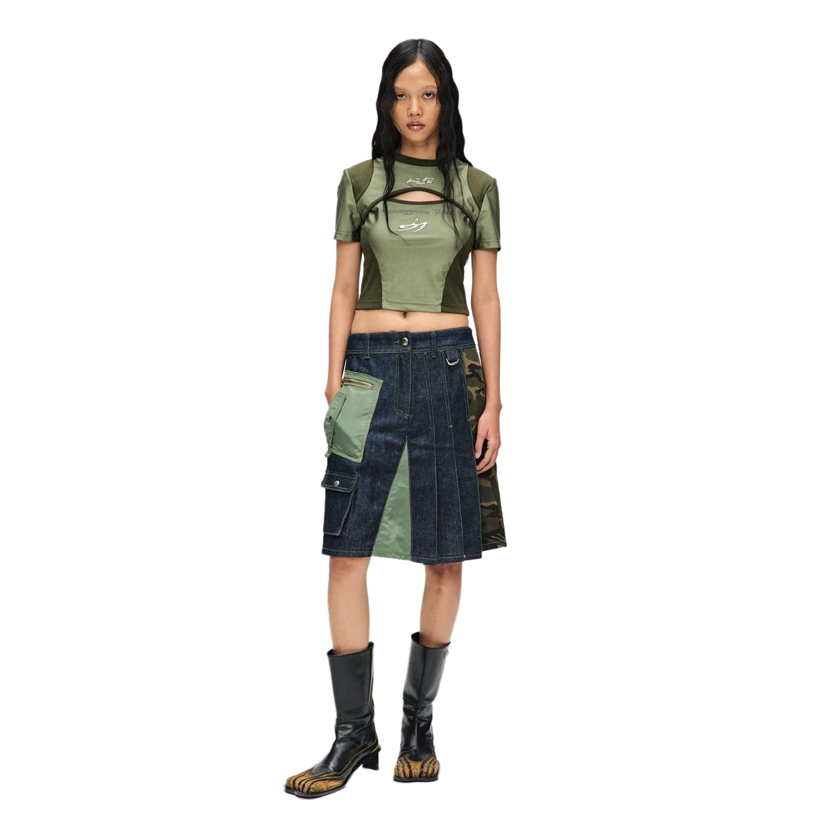 スカート [Anderson Bell] ADSB MARTA HALF PLEATS CARGO SKIRTS Andersson Bell Marta Half Pleats Cargo Skirt 'Indigo