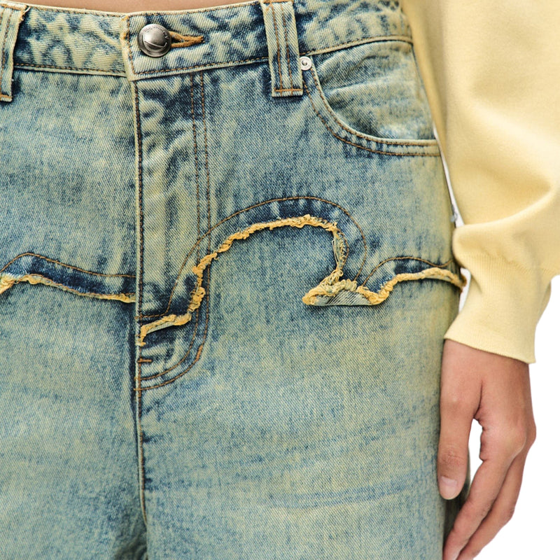 Simiz Denim Cargo Jeans Woman 'Coated Yellow'