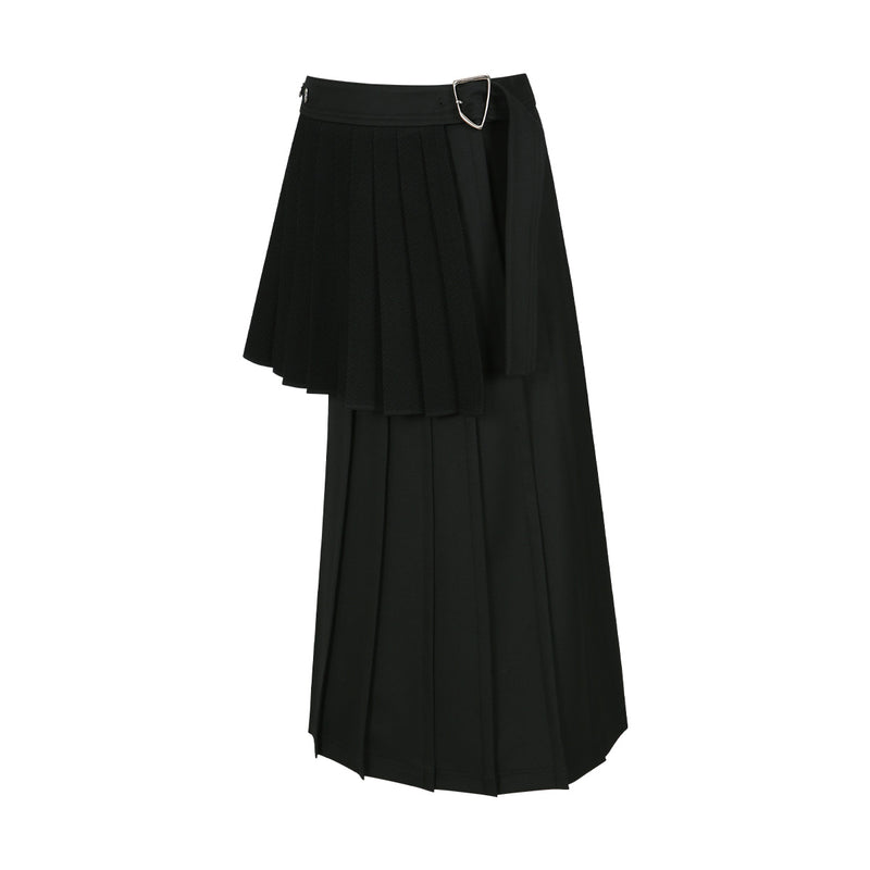 Double Pleated Wrap Skirt 'Black'