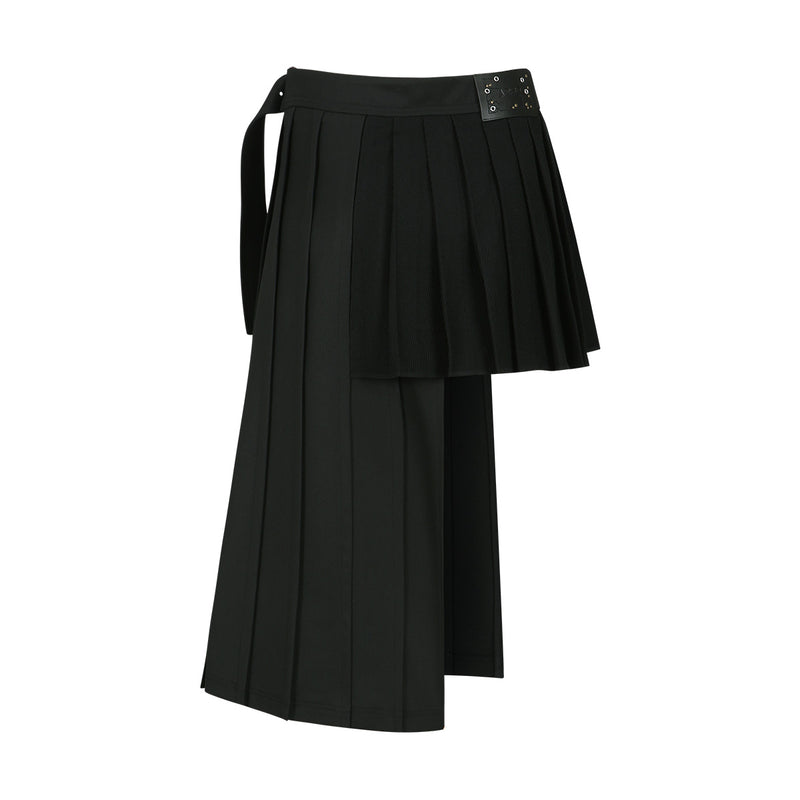 Double Pleated Wrap Skirt 'Black'