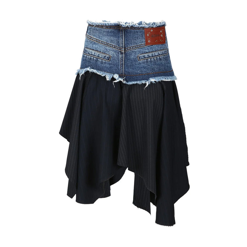 Denim Combination Fairy Skirt 'Navy'