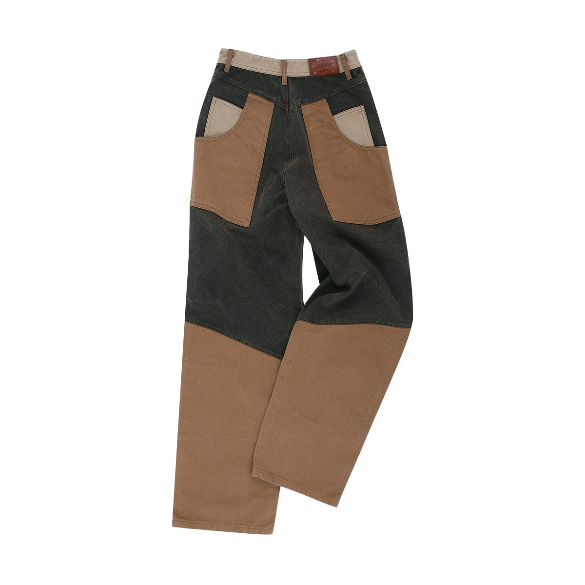 Patchwork Carpenter Wide-Leg Jeans 'Brown'