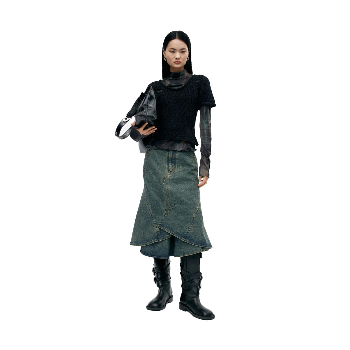 Custom Flare Layered Skirt 'Army Green'