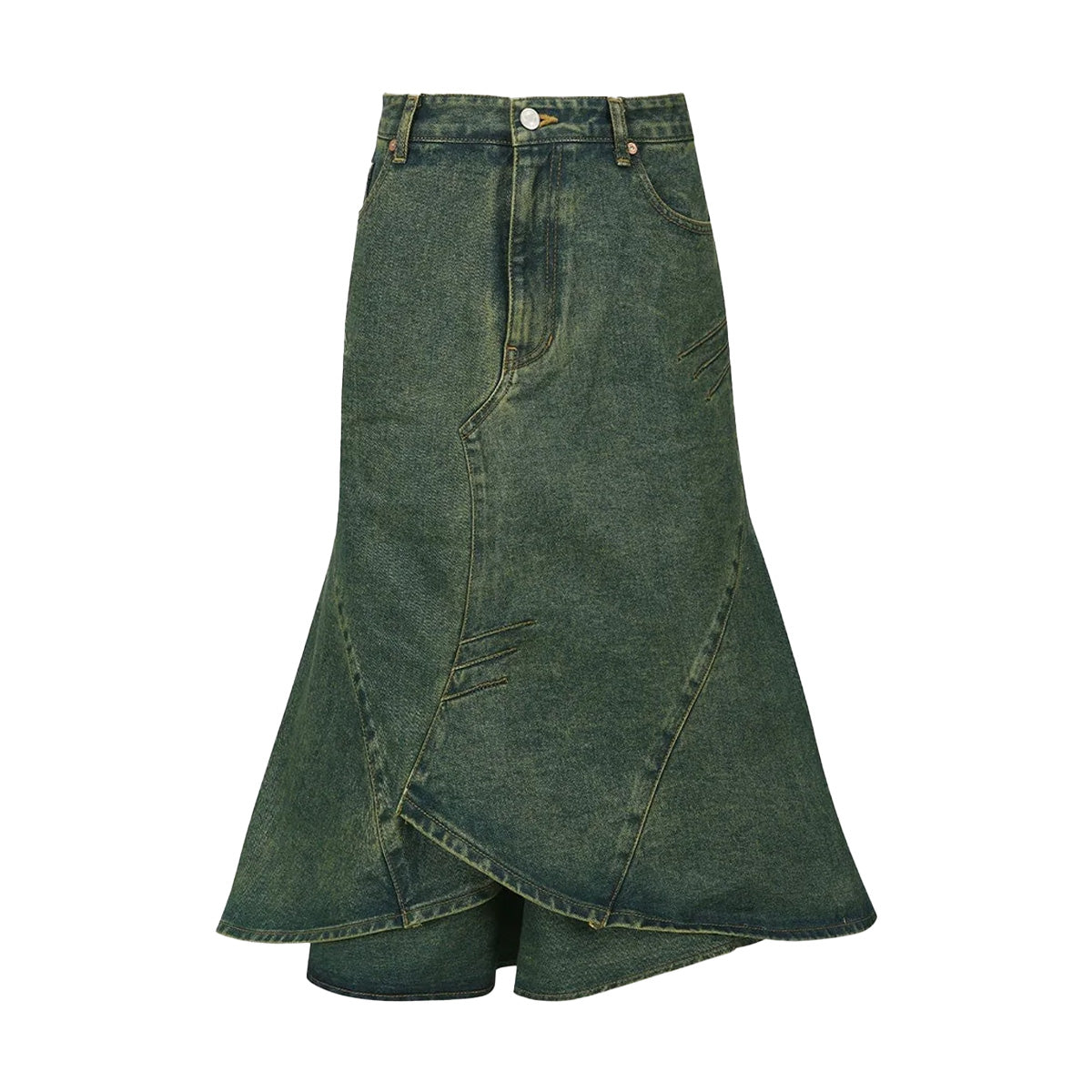 Custom Flare Layered Skirt 'Army Green'