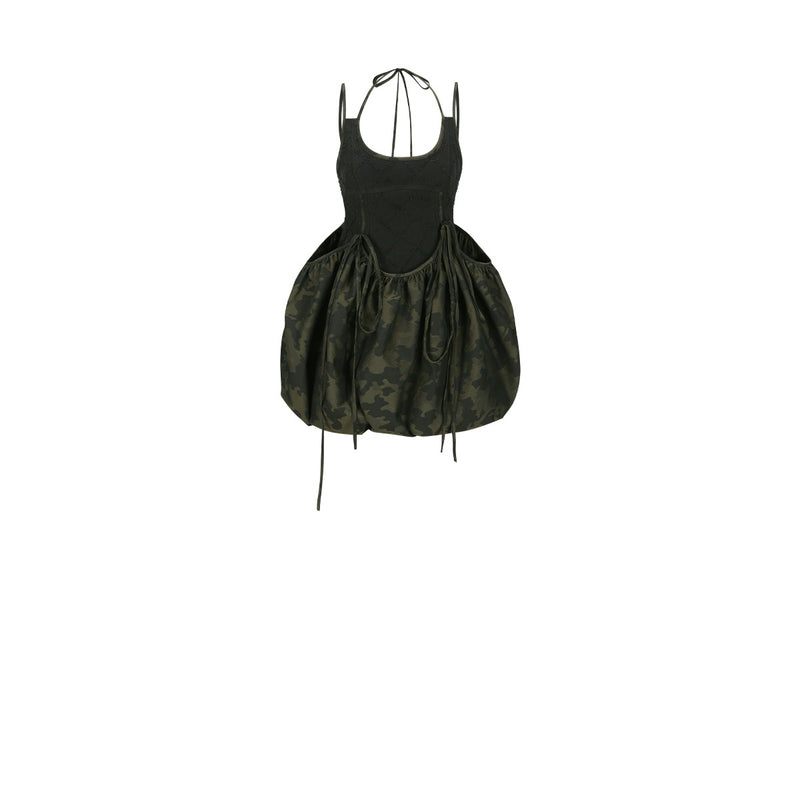 Camouflage Parachute Balloon Dress 'Black'