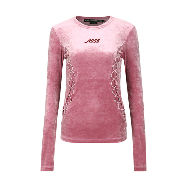 Velvet Lace Up L/S Tee 'Pink'