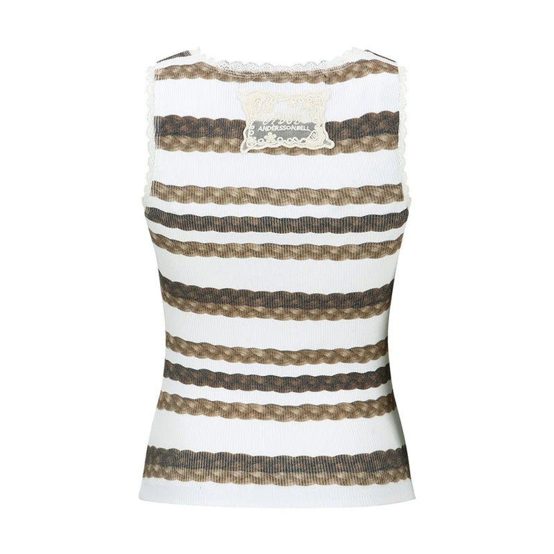 Hair Braid Stripe Tank Top 'Beige'