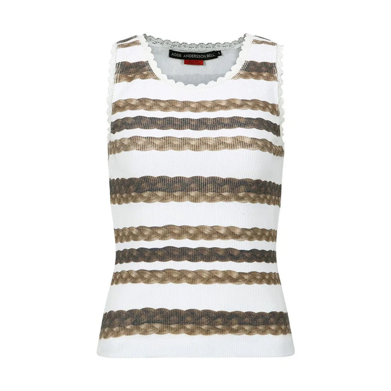 Hair Braid Stripe Tank Top 'Beige'