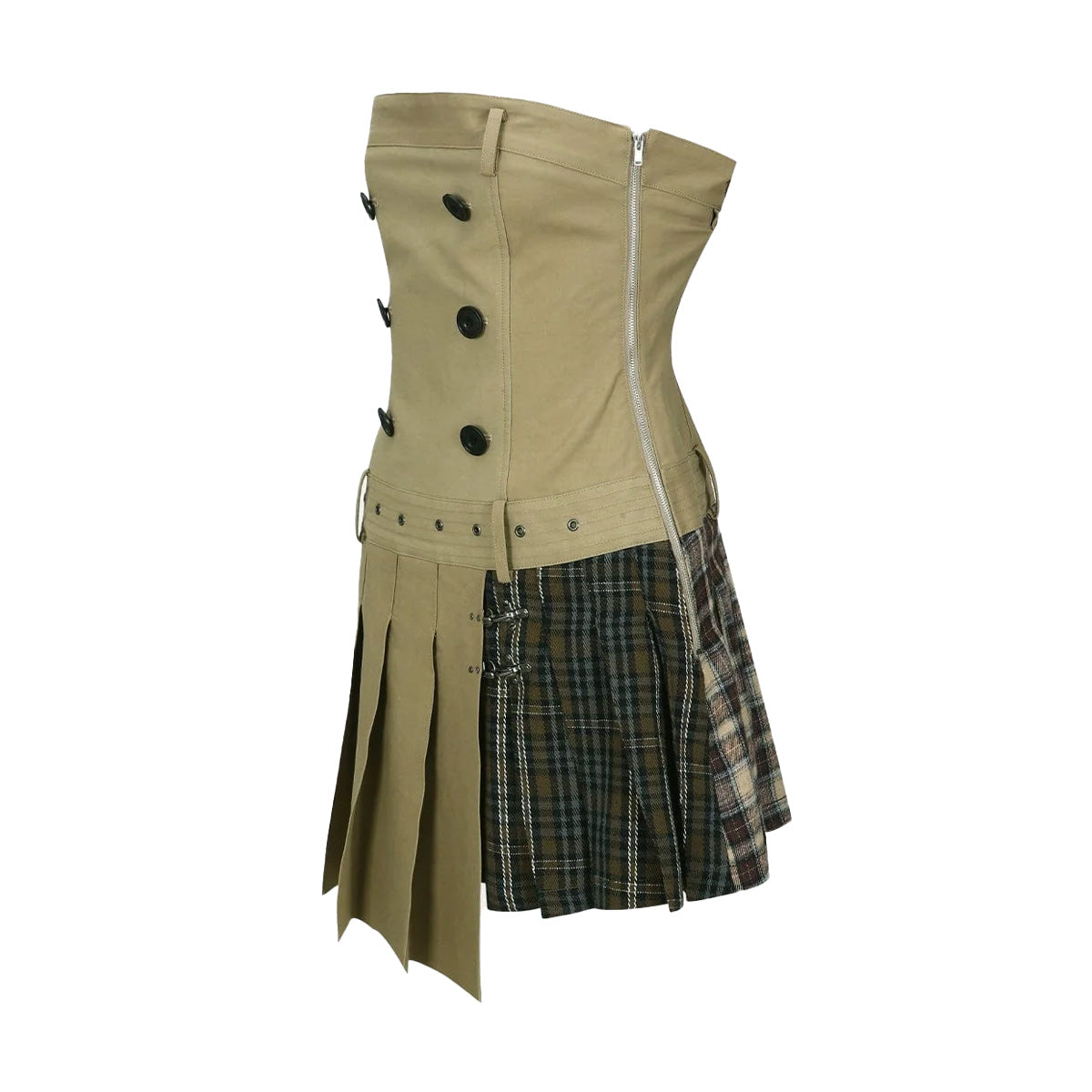 Double Pleats Trench Dress 'Khaki'