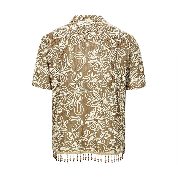 Flower Jacquard shirt Trail 'Beige'