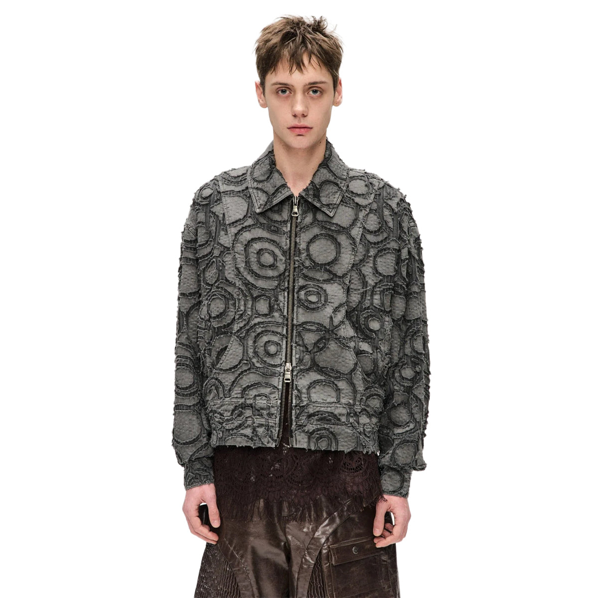 Burn-Out Dyed Zip-Up Jacket 'Charcoal'