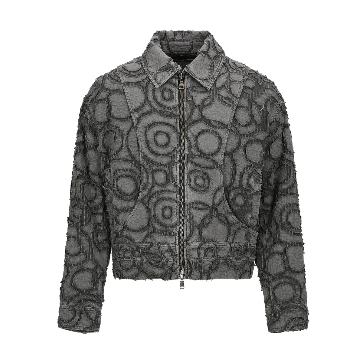 Burn-Out Dyed Zip-Up Jacket 'Charcoal'