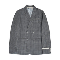 Plaid Double Breasted Suit Blazer 'Grey'