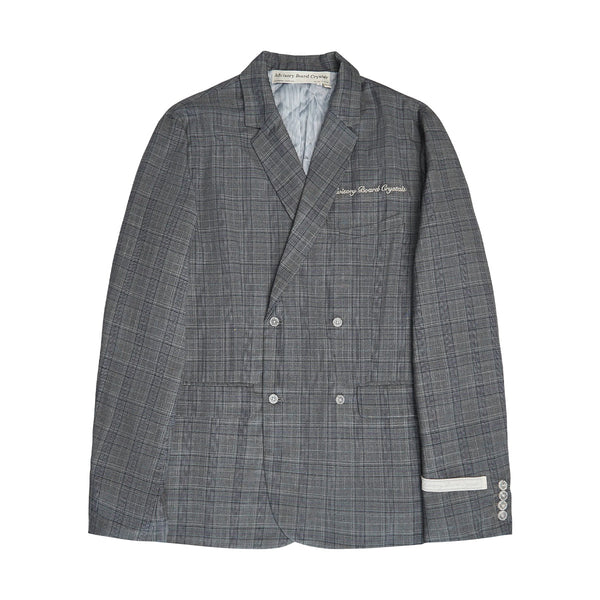 Plaid Double Breasted Suit Blazer 'Grey'