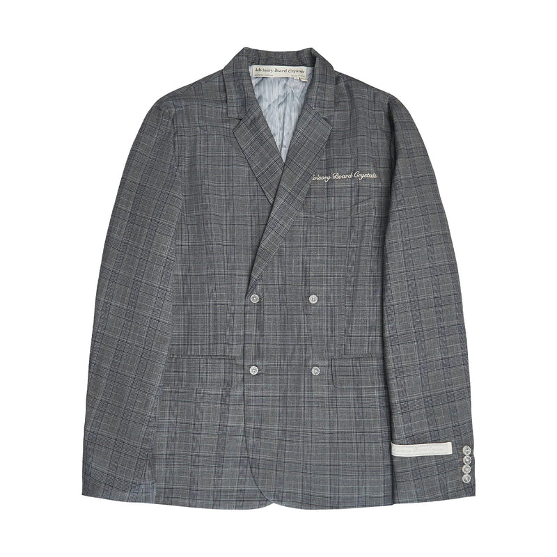 Plaid Double Breasted Suit Blazer 'Grey'