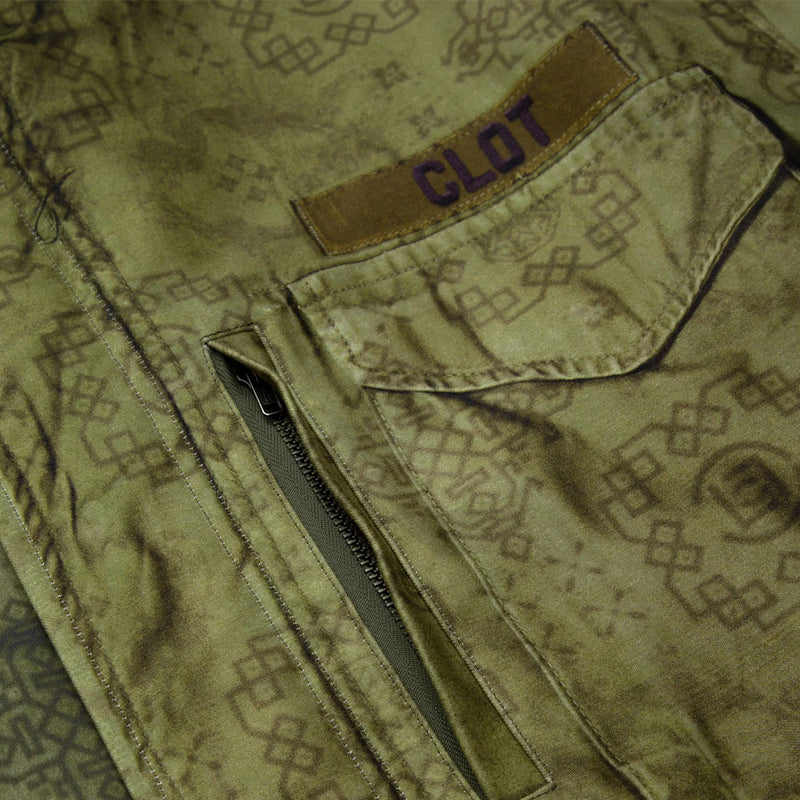 + TOLQ Printed Silk M-65 Jacket 'Olive'