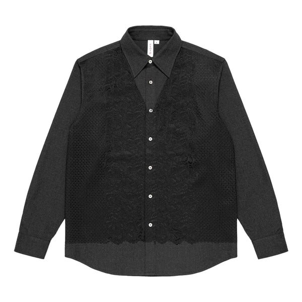 Lace Panel Shirt 'Grey'