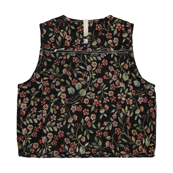Floral Jacquard Cargo Vest 'Black'