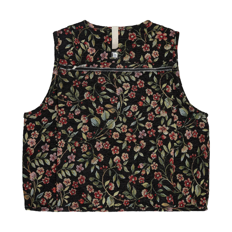 Floral Jacquard Cargo Vest 'Black'