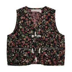 Floral Jacquard Cargo Vest 'Black'