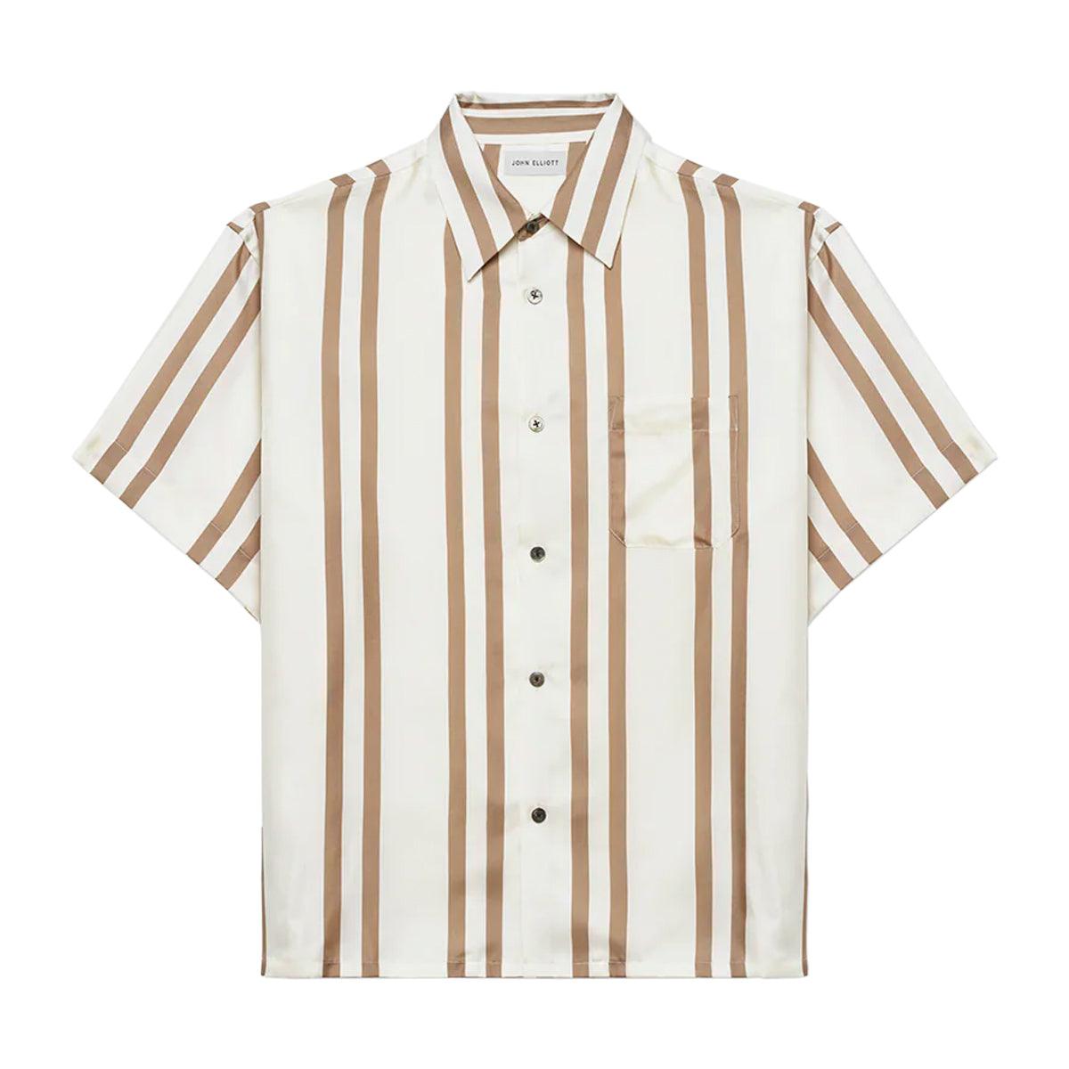 Silk S/S Button Up Shirt 'Bark Salt Stripe'