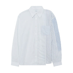 Paneled Cloak Button Up Shirt 'Blue White'