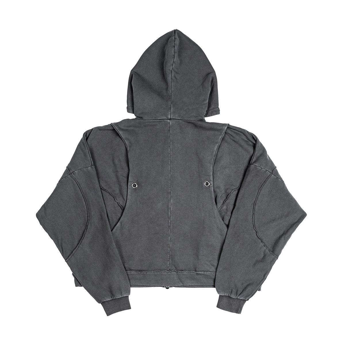 Wavy Washed Oversized Zip-Up Hoodie 'Grey'