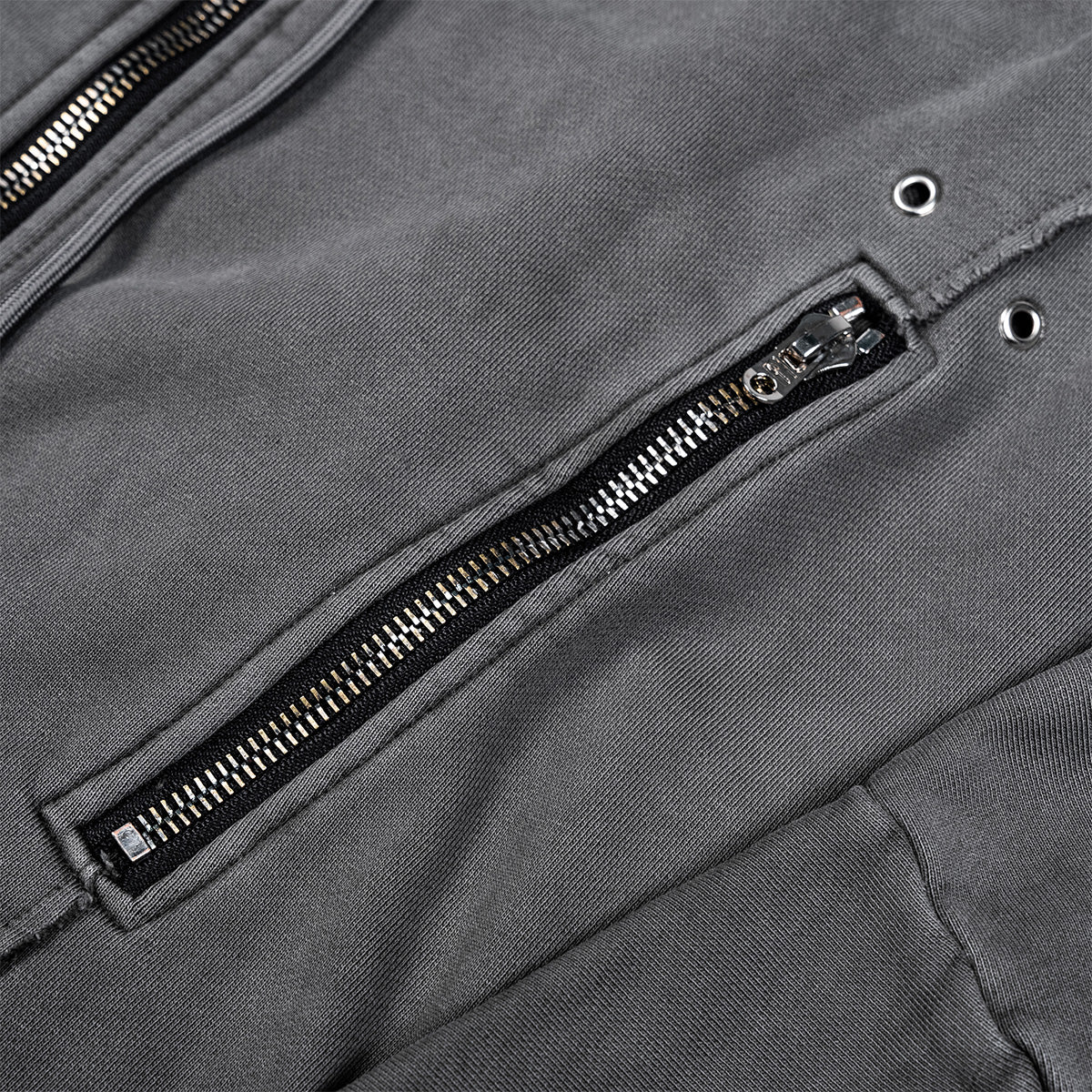 Wavy Washed Oversized Zip-Up Hoodie 'Grey'