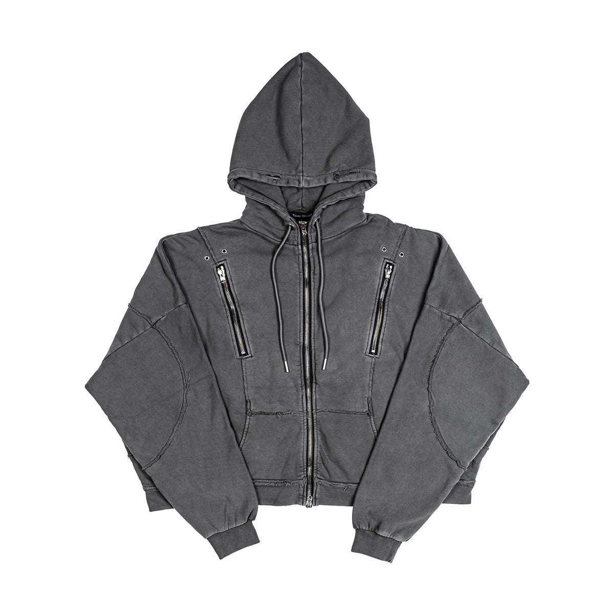 Wavy Washed Oversized Zip-Up Hoodie 'Grey'