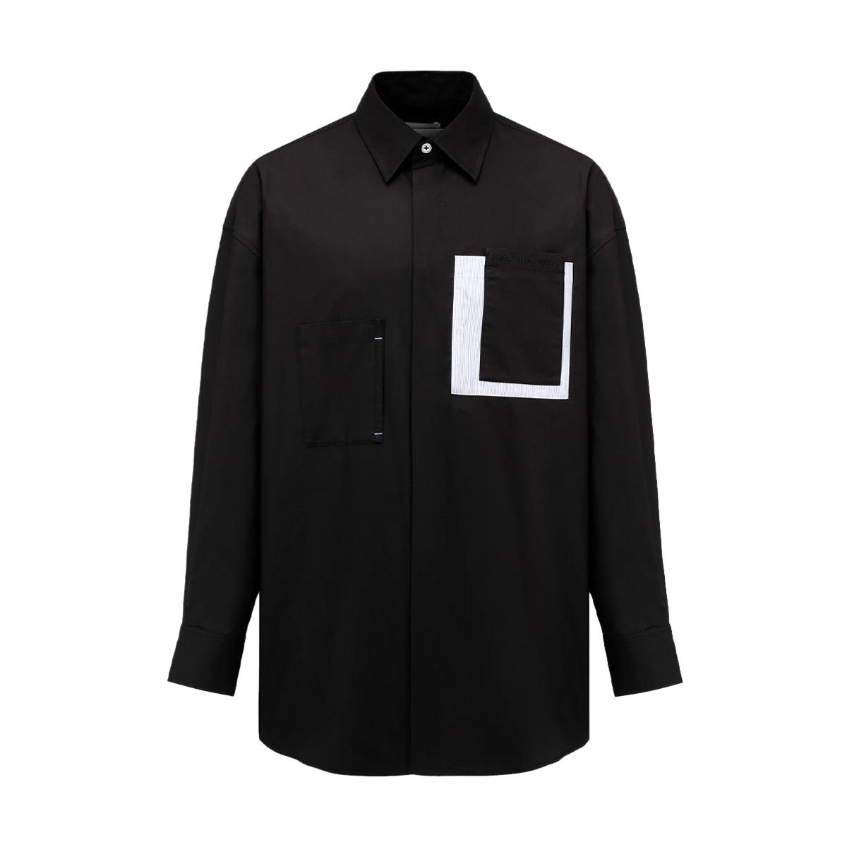 Contrast Patched Pocket Shirt 'Black'