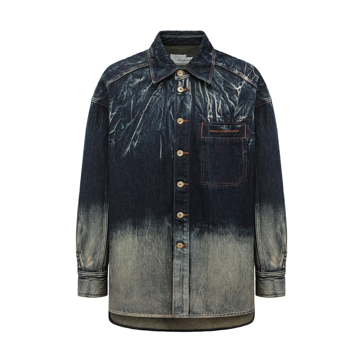 Washed Deconstruction Denim Shirt Jacket 'Blue Grey'