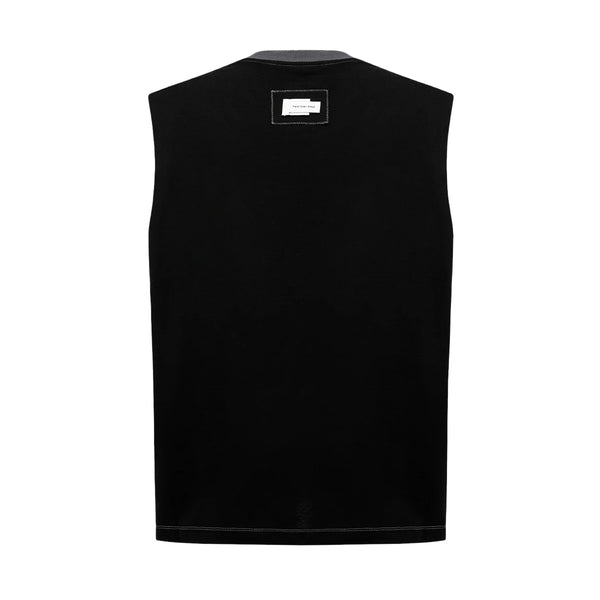 Deconstructed Patched Sleeveless Tee 'Black Grey'