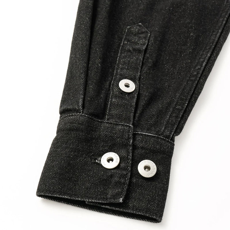 Raw Edge Patched Denim mit jacket 'Black Grey'