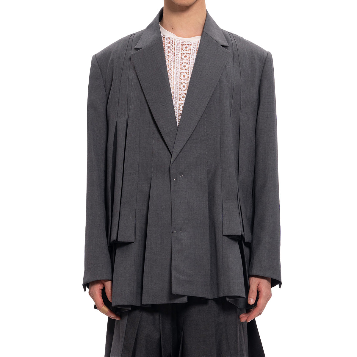 Irregular Pleats Blazer 'Grey'