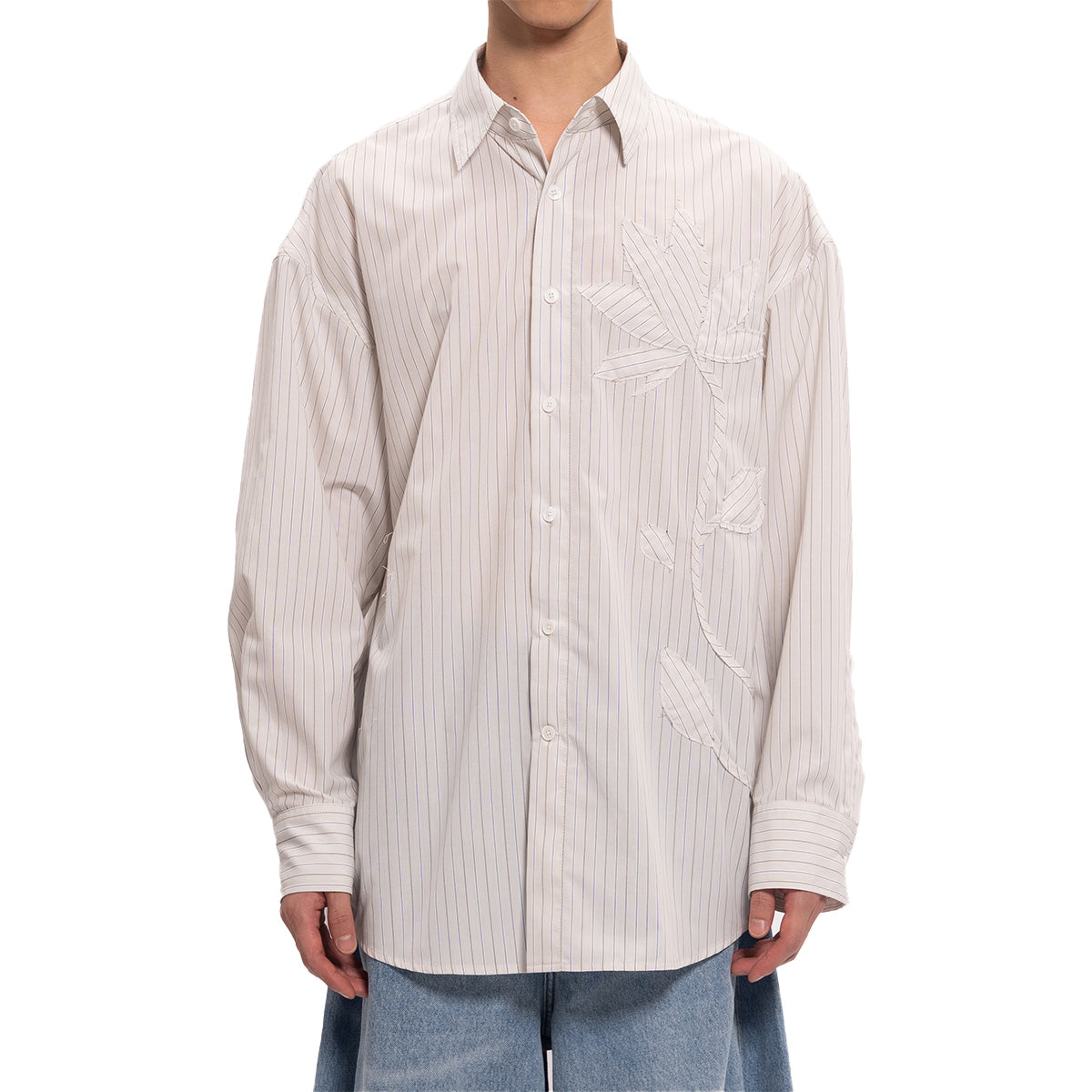 Plants Patched Shirt Beige Stripe 'White'