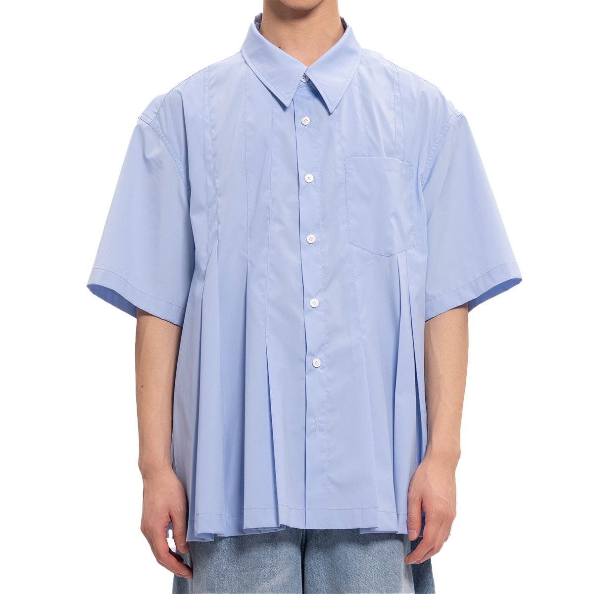 Irregular Pleats Shirt 'Blue'